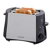 Cloer 3410 Toaster / 825 W / für 2 Toastscheiben / integrierter Brötchenaufsatz / Nachhebevorrichtung / Krümelschublade / mattiertes wärmeisoliertes Metallgehäuse
