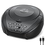 Gueray Tragbarer CD-Player, Boombox, Heim-Audio-CD-Player mit Lautsprechern, FM-Radio, AUX-Eingang, unterstützt Kopfhörer, Playlist-Modus, PROG-Wiedergabe für Außen- und Innen-Hörbücher