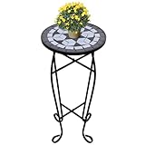 Gecheer Beistelltisch Mosaik Schwarz Weiß Wetterfest Elegant für Garten Balkon Terrasse