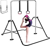 FBSPORT Gymnastikstange, Klappbare horizontale Stange Gymnastikgeräte für Kinder Heimtraining, erweiterbare Gymnastik Trainingsstange Junior mit verstellbarer Höhe und Gymnastikringen für Mädchen