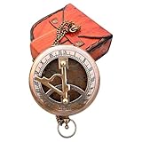 Antike Messing Sonnenuhr Kompass Steampunk Taschenuhr Einzigartiges Geschenk für Männer Piratenkompass Taschen-Sonnenuhr mit Kette | Replik Sonnenuhr Vintage Uhr Sonnenuhr Sonnenuhr Jahrestag Kompass