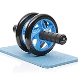 BODYMATE AB Roller Classic, Bauchtrainer zur Stärkung der Core-Muskulatur, Fitnessgerät für Zuhause, Bauchmuskeltrainer inkl. Kniepad, 28 x 16 cm (L x Ø), in Blau