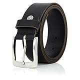LINDENMANN Leder-Gürtel Herren 40 mm breit, Gürtel Herren Vollrindleder schwarz, Größe/Size:110, Farbe/Color:schwarz
