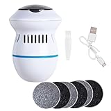 ANCLLO Elektrischer Fuß-Hornhautentferner, automatisches Staubsaugen, wiederaufladbarer elektrischer Fußschleifer mit 6 Ersatz-Schleifköpfen für Spa-ähnliche, glatte, weiche Füße