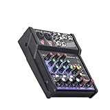 ZKLGS DJ Controller, RU-4T Professional Sound Au-dio USB Mixer 4 Kanal 48V Phantom Power Nachhall Mischpult Player USB Musik for DJ