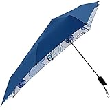 Le Monde du Regie Senz Regenschirm mit Sturmschutz, faltbar, automatische Öffnung, 28 cm, Weiß/Blau Punkte