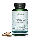 VISION CARE Vegavero® | Augenvitamine: Lutein & Zeaxanthin | SEHKRAFT & AUGEN* | 120 Kapseln | mit Beta Carotin, Heidelbeere, Vitamin B2 & Zink | Ohne Zusätze | Vegan