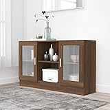 Iiaky Vitrinenschrank Braun Eichen-Optik 120x30,5x70 cm Holzwerkstoff VitrinenschräNke Cabinet Wohnzimmerschrank