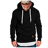 Generisch Hoodie Herren Casual Loose Kapuzenpullover Classic Kapuzen Sweat mit Tasche Kordelzug Sweatshirt Pullover Rundhals Langarm Hoodie Streetwear Kapuzenpulli