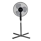 TROTEC Standventilator TVE 17 S – 40 Watt, oszillierend 80°, 3 Stufen, Ø 40 cm, höhenverstellbar, leise, schwarz