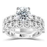 Molioaki Verlobungsring Damen 925 Sterling Silber Silberringe Eheringe Ringe Frauen Diamantring 1.5ct 5A Zirkonia ring mit Geschenkbox Trauring Ehering Verlobung Hochzeit Geschenk mit CZ-58