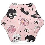 Regenschirm mit Totenköpfen und Kürbissen, UV-Schutz, mit reflektierendem Streifen, reflektierender Kinder-Regenschirm mit einfachem Hakengriff, für Kinder, Jungen und Mädchen