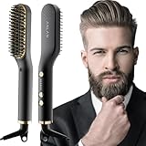 ANLAN , 2 in 1 Bartglätter für Männer und Mini Haarglätter, 5-Stufen Temperatur(120-200℃), 30er Schnell Beheizte, Ionischer Hair Beard Straightener Brush für Das Styling Von Bart und Haar