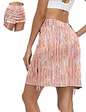 Soneven Hosenrock Damen Knielang Sportrock Damen mit Hose Drunter Tennisrock Damen Sommer Skort Damen Golfrock Kurz zum Wander Tennis Golf Laufen Rosa Druck L