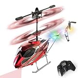 VATOS RC-Hubschrauber für Jungen, 2.4G Ferngesteuerter Hubschrauber mit LED-Licht für Kinder ab 12 Jahren, Feste Höhe, Start mit Einer Taste, RC-Flugzeuge Jungen und Erwachsene