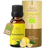 Zitronenöl Bio 30ml – 100% Naturreines Ätherisches Öl aus Citrus limon – Lebensmittelgeeignet, Vegan, Glutenfrei – Aromatherapie, Kosmetik & Innere Anwendung