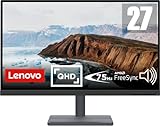 Lenovo L27q-35 68,58 cm (27 Zoll, 2560x1440, QHD, 75Hz, WideView, entspiegelt) Monitor (HDMI, DisplayPort, 4ms Reaktionszeit, AMD Radeon FreeSync) schwarz