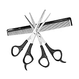 Professionelle Haarschneidescheren Set (3-teilig) – Präzisions-Haar- & Tier-Scheren aus Edelstahl – Für Friseure, Hund/Katzen-Pflege & Haarschnitte zu Hause (A)
