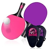 FourRoar FourRoar Tischtennisschläger Lila mit 7 Schichten 2er Pack | Tischtennisschläger für Spieler Aller Leistungsstufen | Inklusive 2 Bälle und 2 Schutzhüllen | Farbe Rosa und Lila