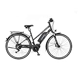 Fischer E-Bike Trekking, VIATOR ETD 1861 Elektrofahrrad für Damen, RH 44 cm, Mittelmotor 80 Nm, 48 V Akku, schwarz matt, 28 Zoll