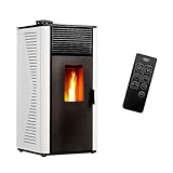 Anita Sannover - Pelletofen mit Luftzirkulation, 12 kW, Farbe: Weiß