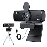 N newline PC Webcam 4k/30fps mit 2 Mikrofonen mit Rauschunterdrückung, Autofokus, Lichtkorrektur, mit Privacy Shutter und Stativ, USB 2.0 UHD Webcam für PC Mac Desktop Skype Streaming