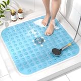 HITSLAM Duschmatte rutschfest, 53x53cm Antirutschmatte Dusche mit Saugnäpfen, Badewannenmatte rutschfest BPA Frei, Maschinenwaschbar Badematte, Weich auf den Füßen Rutschmatte Dusche, Blau