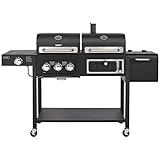 TAINO HERO DUO Gasgrill Holzkohlegrill Smoker Kombigrill Grillwagen 2 in 1 System BBQ Grill Kombistation Gas Kohle schwarz