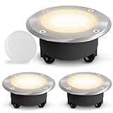 SSC-LUXon 3er Set VISKOS flache Bodenleuchte LED Außen IP67 - inkl GX53 LED 3W warmweiß 230V - durchschleifbare & runde Einbauleuchte