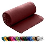 wometo Polar Fleecedecke oekoTex 130x160 ca. 400g mit Anti-Pilling und Kettelrand weinrot dunkelrot