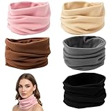 RQcMid Loop Schal Damen und Herren, 5 Stück Set in Schwarz Grau Beige Rosa Braun, Schlauchschal Kinder, Multifunktionstuch als Halswärmer und Kopftuch, Weiches Material für Kälte ﻿
