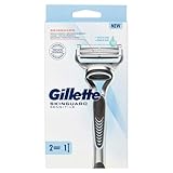 Gillette Skinguard Sensitive Barttrimmer für Männer mit Hautreizungen, 1 Griff, 2 Ersatzklingen