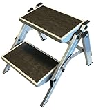 Happy Rhino - Doppelte Klapptritt - Trittstufe - Aufstiegshilfe - Trittleiter - Aluminium Grau - 2 Stufen