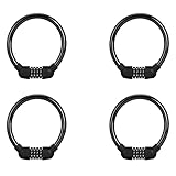 Koanhinn 4X Fahrrad Kabel Schloss Fahrrad Schloss Kette 4 Stellig Repositionierbar Kombiniertes Stahl Geflecht Kabel Schloss Schwarz