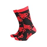 Sock Therapy Bunte Bambus-Socken für Herren, intelligentes Design, Tierdruck, bequem, atmungsaktiv, rutschfest, tolles Geschenk – Walisische Drachen-Socken, Socken mit walisischen Drachen, 8-11