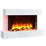 BALDERIA Elektrokamin Aidan | Elektrischer Standkamin mit 3D-Flammeneffekt | Elektro Heizung 2000W, LED-Beleuchtung | Kamin mit Fernbedienung, Timer, Startsteuerung & Thermostat | Weiß