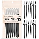 Kitsch Dermaplaning Tool – 12 Stück Rasiermesser, Gesichtsrasierer Frauen, Augenbrauenrasierer, Gesichtshaarentfernung für Frauen, Dermaplane-Rasierer für das Gesicht, Black