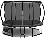 Devoko Trampolin Outdoor Ø 228/305/366/427 cm, vom TÜV Rheinland GS-Zertifikat, Kindertrampolin Gartentrampolin mit Sicherheitsnetz, Rundes Riesentrampolin mit Leiter und Schuhbeutel