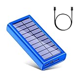 Solar Powerbank 30000mAh Externer Akku Tragbares Ladegerät Wasserdicht Tragbares Ladegerät mit 2 USB Ports & Taschenlampen Camping Outdoor für Smartphones Tablets und mehr