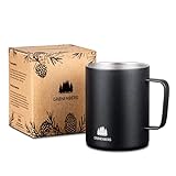 Groenenberg Tasse Edelstahl 350 ml | Doppelwandige Kaffeetasse mit Thermoeffekt, matt schwarz | Kaffeebecher outdoor mit Doppelwand