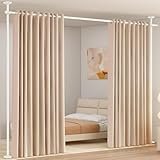 WELDUN Raumteiler Paraventgestell Gardinenstangen, Freistehend Trennwand Paravent ohne Vorhang, Sichtschutz für Wohnzimmer, Schlafzimmer oder Büro 227–312 cm (H), 71–178 cm (B), Weiß