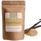 JKR Spices echter Bourbon Vanille Zucker 250g | Vanillezucker CO² neutral verpackt | Rohrzucker und Madagaskar Bourbon Vanille gemahlen | Kei Vanille aroma | 100% Natürliche Zutaten