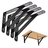 Regalhalterungen，Wand-Winkel Schwerlast-Träger 90 Grad Winkel Regalhalterung Wand Regalträger Stahl massiv Regalträger für die Wandmontage(150 x 95mm,Schwarz) (4)