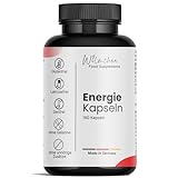 Energiekapseln für Energie & Fokus - mild dosiert: 34 mg Koffein + B-Vitamine - gegen Müdigkeit, Erschöpfung & für koffeinsensible Personen - vegan - 180 Kapseln - 3 Monate
