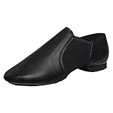 Schwarze Jazzschuhe zum Hineinschlüpfen, elastische Ledersohle, Tanzschuhe für Herren und Damen, Schwarz, 12.5 Women/11.5 Men