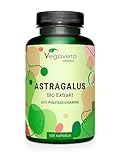 BIO Astragalus Kapseln hochdosiert | PREMIUM: 11.250 mg Astragalus Pulver aus 750 mg Bio Extrakt (15:1) | 20% Polysaccharide | Laborgeprüft | Vegan - Ohne Zusatzstoffe | Deutsche Produktion Vegavero®