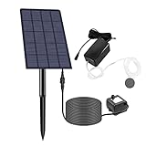 Solar Luftpumpe Teich, 2.5W Teichpumpe Solar Sauerstoffpumpe für Teich Outdoor Gartenteich Fischteich, Aquarium Belüfter Solar, Belüfterpumpe Aquarium, mit Luftschläuche & Luftblasensteinen & Erdspieß