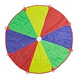 Relaxdays Schwungtuch Kinder, Ø 2 m, 8 Griffe, Schwingtuch, Regenbogen Tuch für draußen, Garten, Fallschirm Spiel, bunt