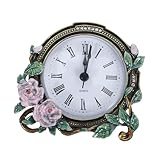 SOLUSTRE Retro Mini Tischuhr Vintage Stil Leise Uhr für Wohn Arbeitszimmer Dekorative Kleine Standuhr mit Stabilem Gehäuse und Charmantem Design