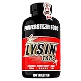 Powerstar LYSIN TABS hochdosiert | 2.250 mg reines L-Lysin pro Portion | Deutsche Herstellung | Vegan | Für Bindegewebe & Fettstoffwechsel |180 Lysin Tabletten | 1 Dose reicht für 2 Monate